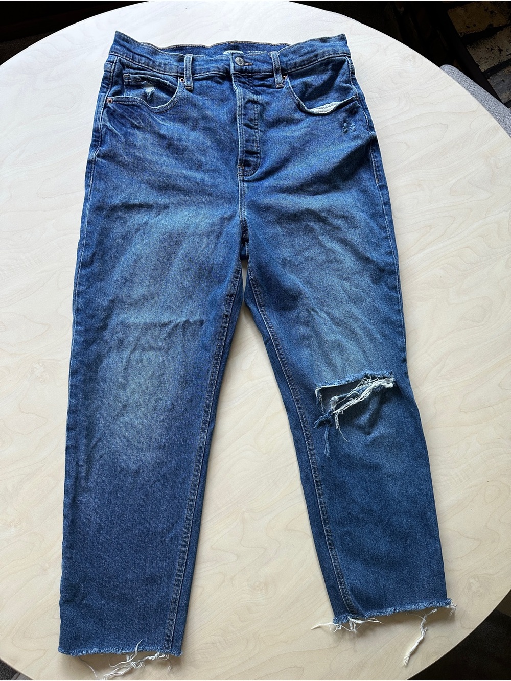 Old Navy High Rise Distressed Blue Jeans